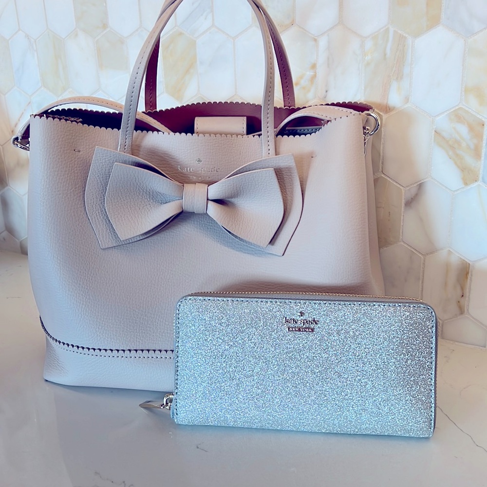 Kate Spade Giorgia Satchel and Glitter Wallet Bundle